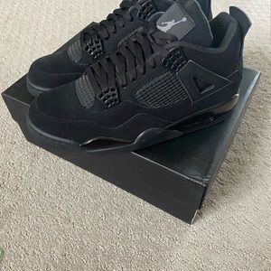 Jordan 4 2020 black cats color black material monochromatic nubuck